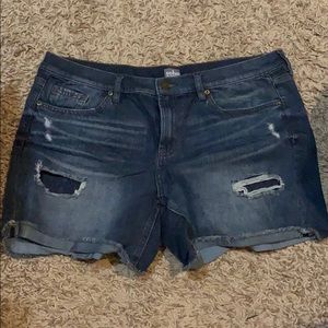 New York &Co distressed dark jeans shorts.